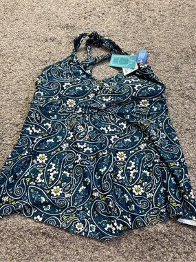 Wave Zone Halter Tankini Top Floral
